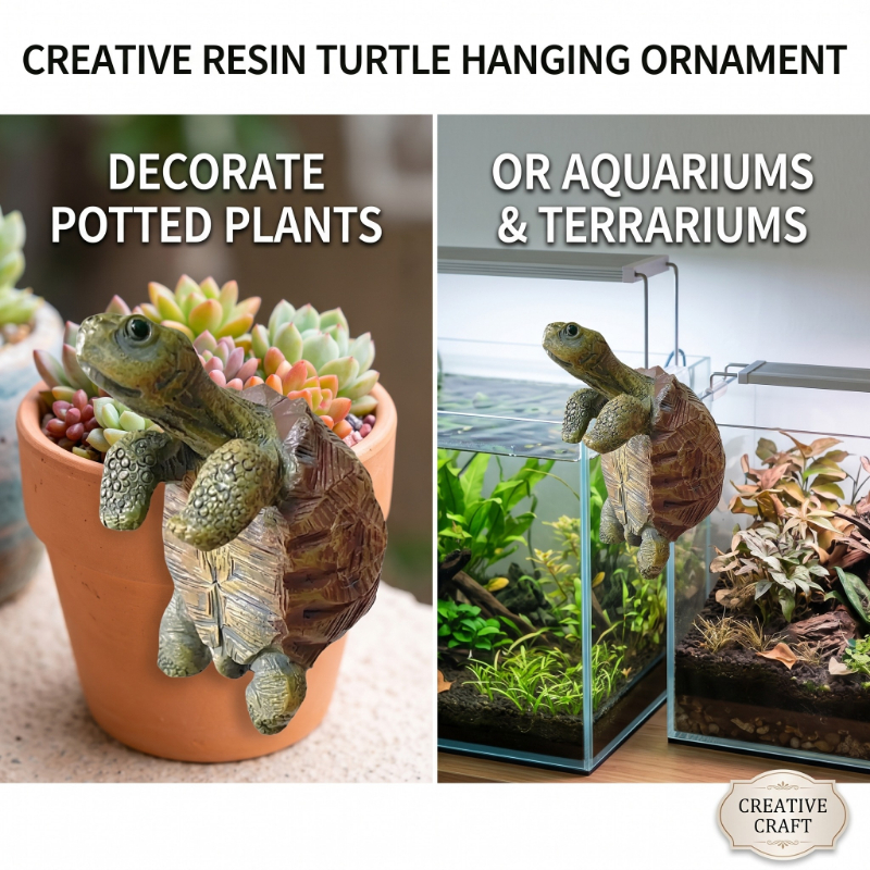 Aquarium Fish Pond - Fishing Turtle Hanging Turtle Figurine for