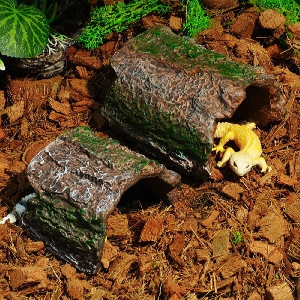 Aquarium Fish Hiding Places - Simulation Reptile Hideout Hollow Bark Texture