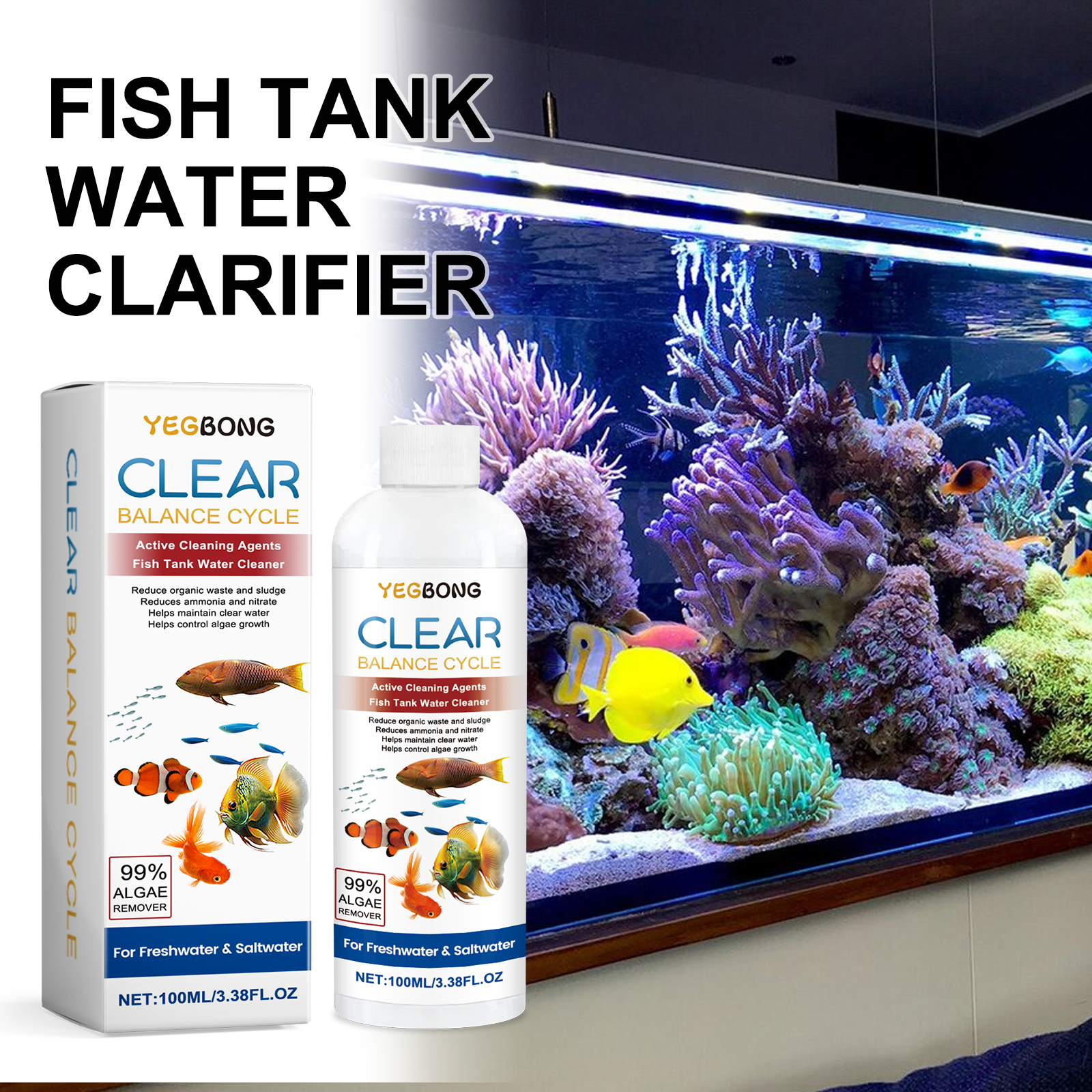 Aquarium Water Clarifier 100ml - Aquarium Fish Quality のレビューと価格