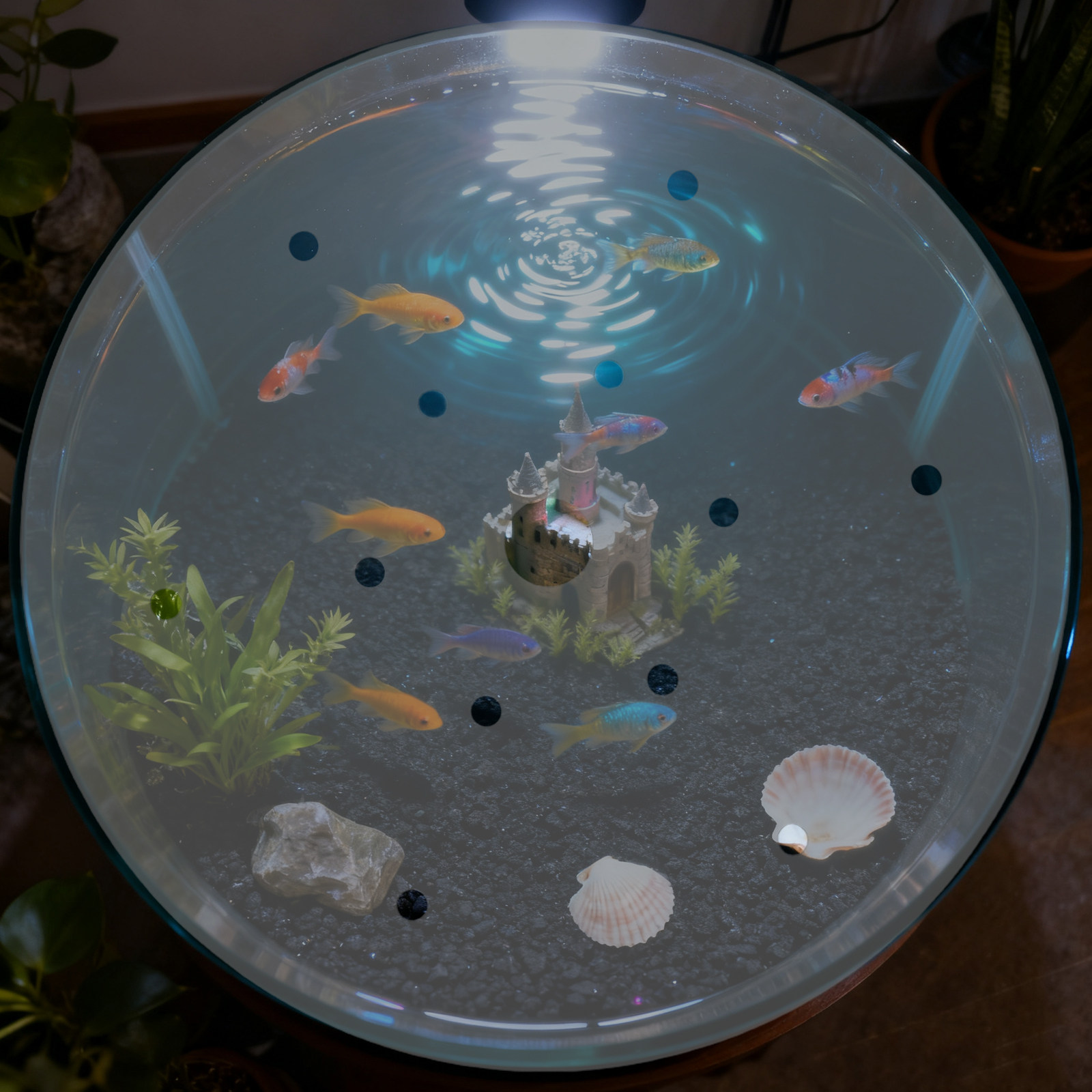 7 Inch Round Acrylic Fish Tank - Aquarium Fish In Bowl のレビューと価格