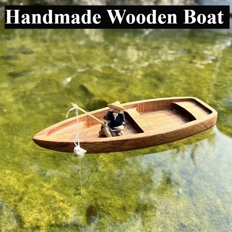 Handmade Wooden Boat Mini Floa - Aquarium Fish Games のレビューと価格