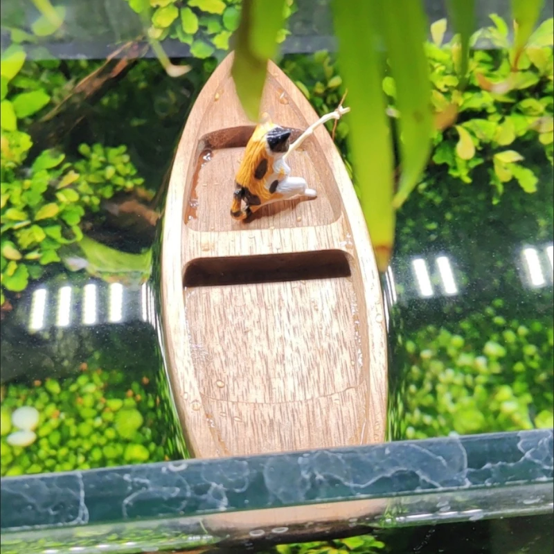 Handmade Wooden Boat Mini Floa - Aquarium Fish Games のレビューと価格